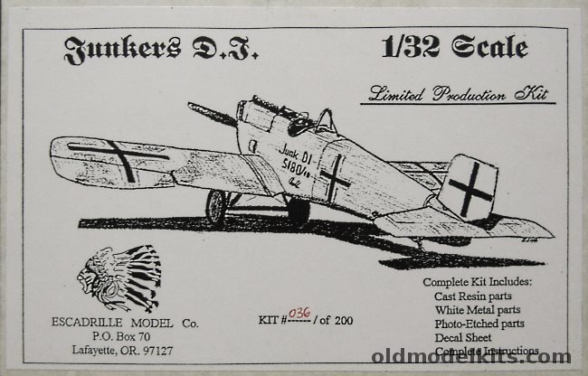 Escadrille Model Co. Junkers D-1 - (Junkers D.1) plastic model kit